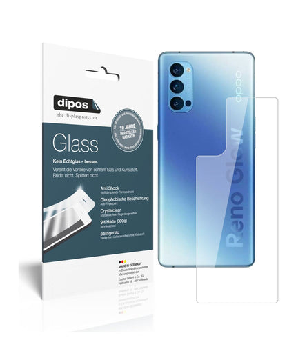 Klare Displayschutzfolie von dipos passend für Oppo Reno 4 Pro Rückseite, 9H kratzfest und blasenfrei montiert