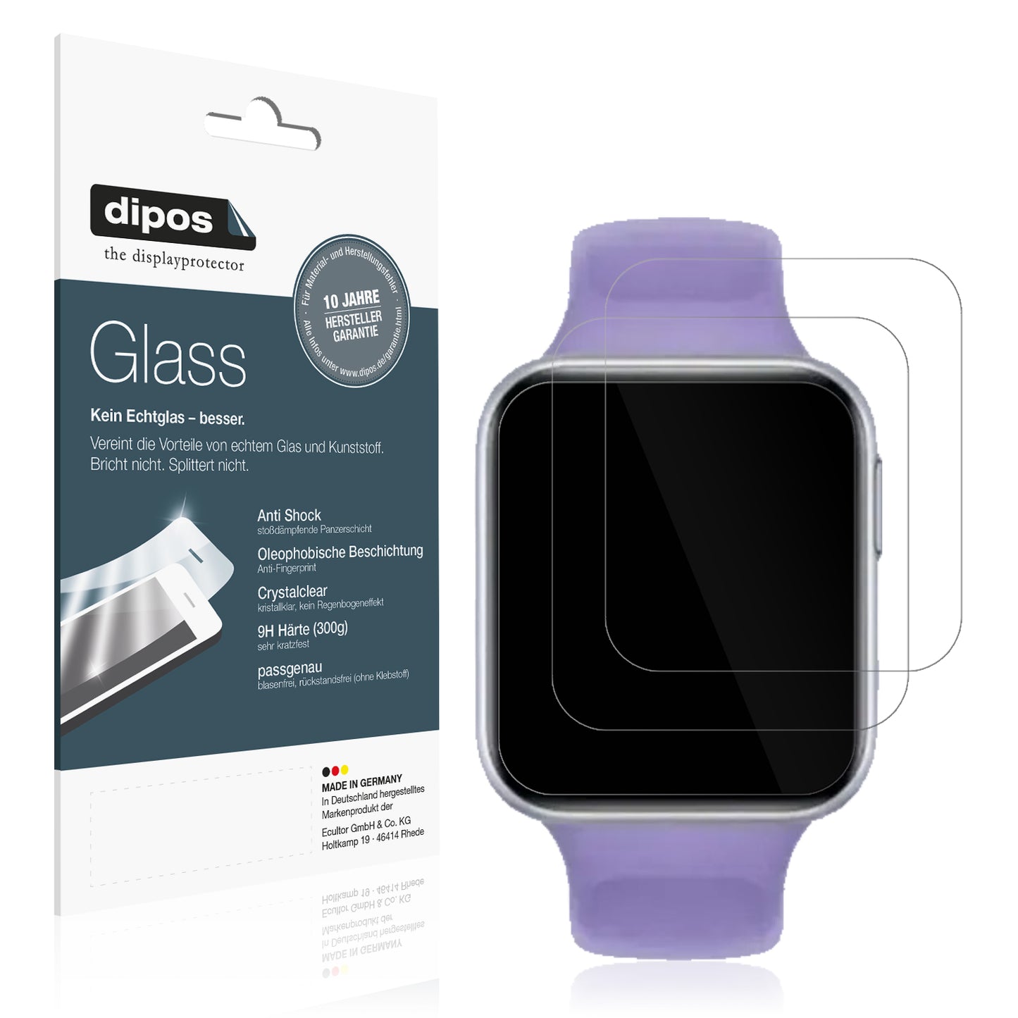 Klare Displayschutzfolie von dipos passend für Oppo Watch SE, 9H kratzfest und blasenfrei montiert