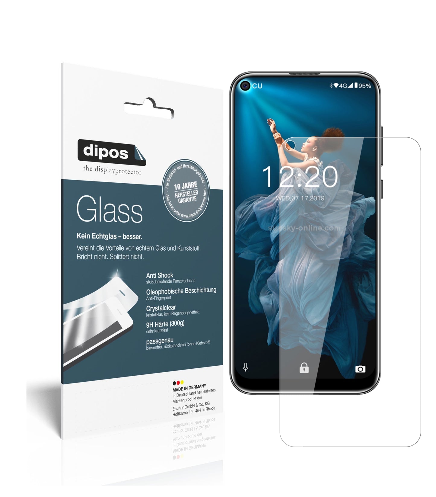 Klare Displayschutzfolie von dipos passend für Oukitel C17 Pro, 9H kratzfest und blasenfrei montiert