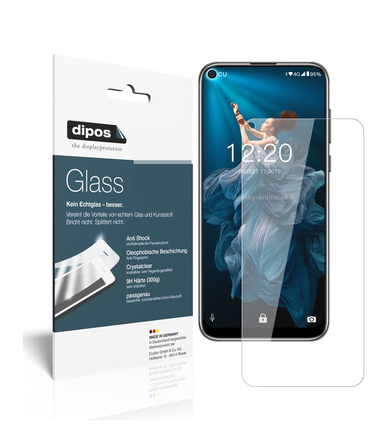 Klare Displayschutzfolie von dipos passend für Oukitel C17 Pro, 9H kratzfest und blasenfrei montiert
