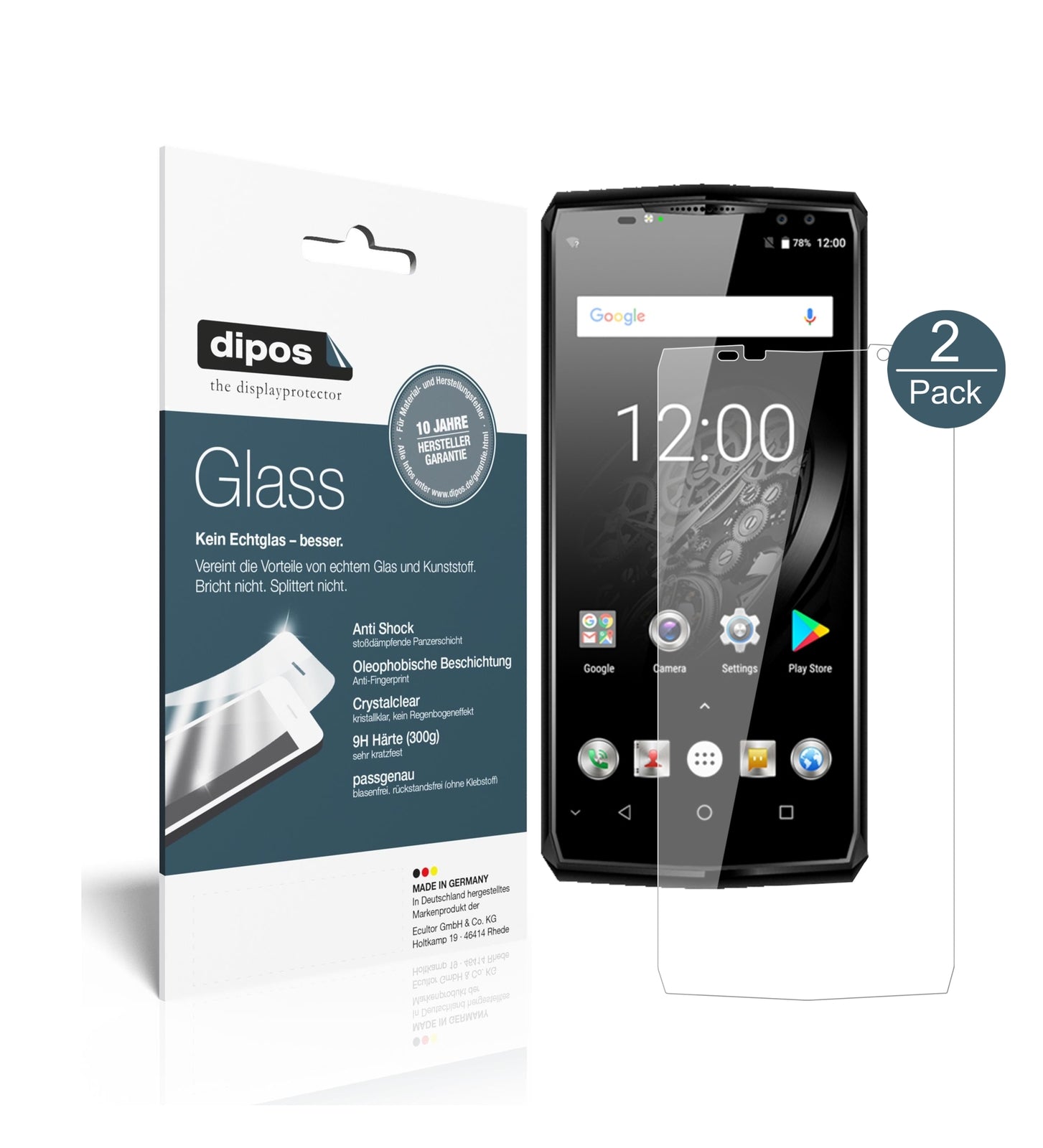 Klare Displayschutzfolie von dipos passend für Oukitel K10, 9H kratzfest und blasenfrei montiert