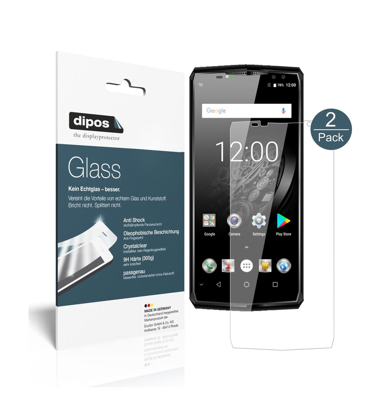 Klare Displayschutzfolie von dipos passend für Oukitel K10, 9H kratzfest und blasenfrei montiert