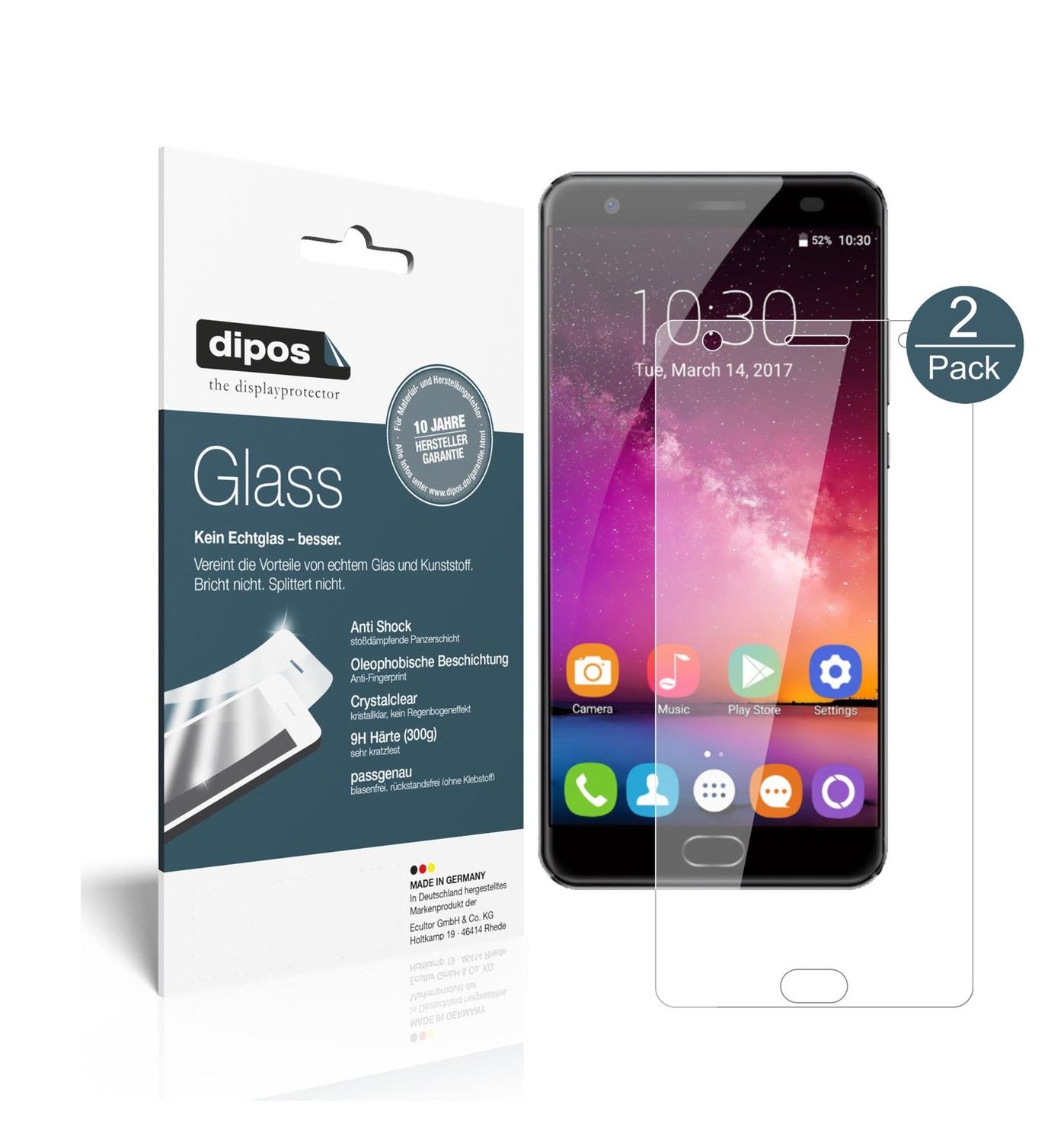 Klare Displayschutzfolie von dipos passend für Oukitel K6000 Plus, 9H kratzfest und blasenfrei montiert