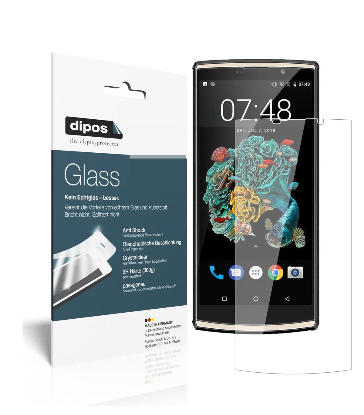 Klare Displayschutzfolie von dipos passend für Oukitel K7, 9H kratzfest und blasenfrei montiert
