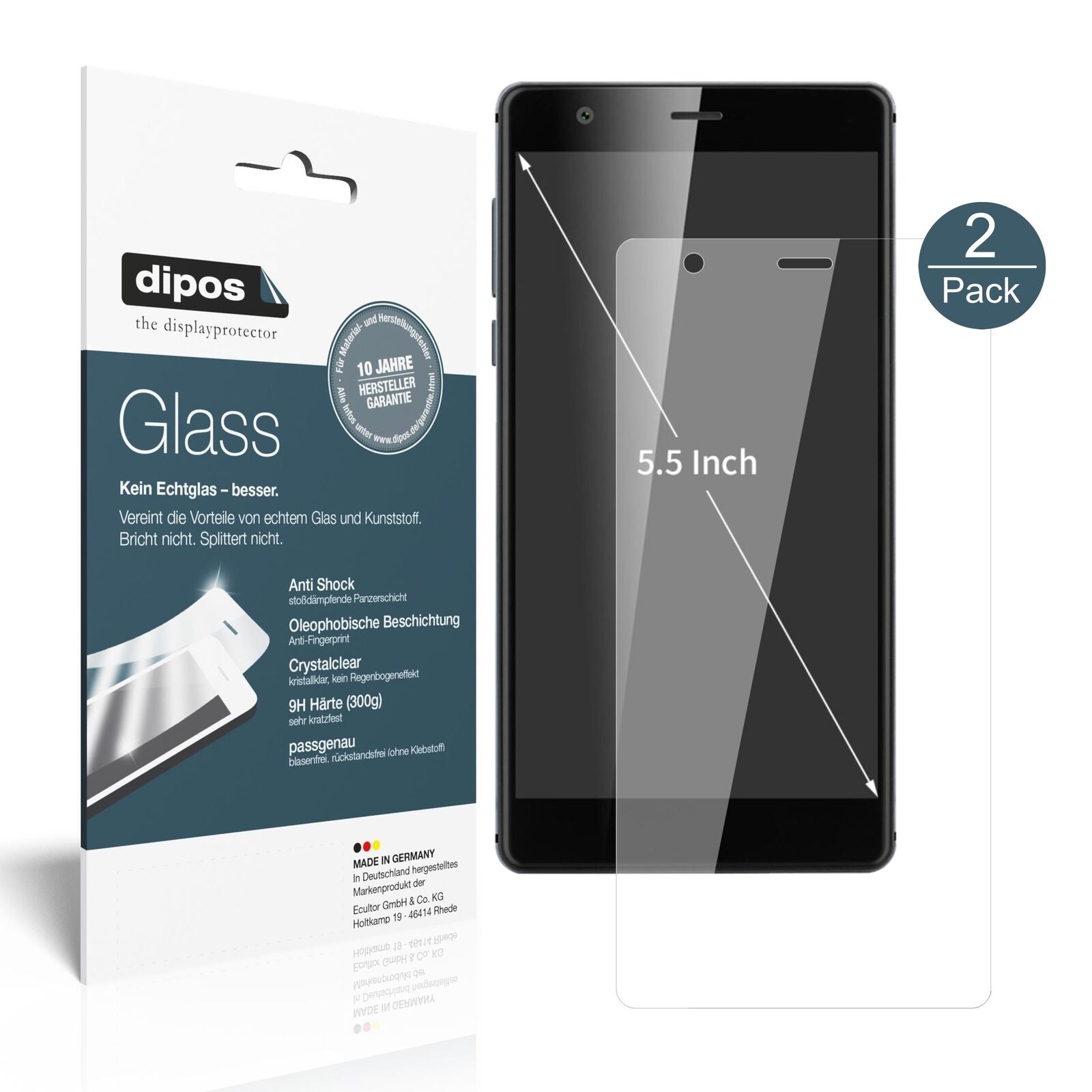 Klare Displayschutzfolie von dipos passend für Oukitel U13, 9H kratzfest und blasenfrei montiert