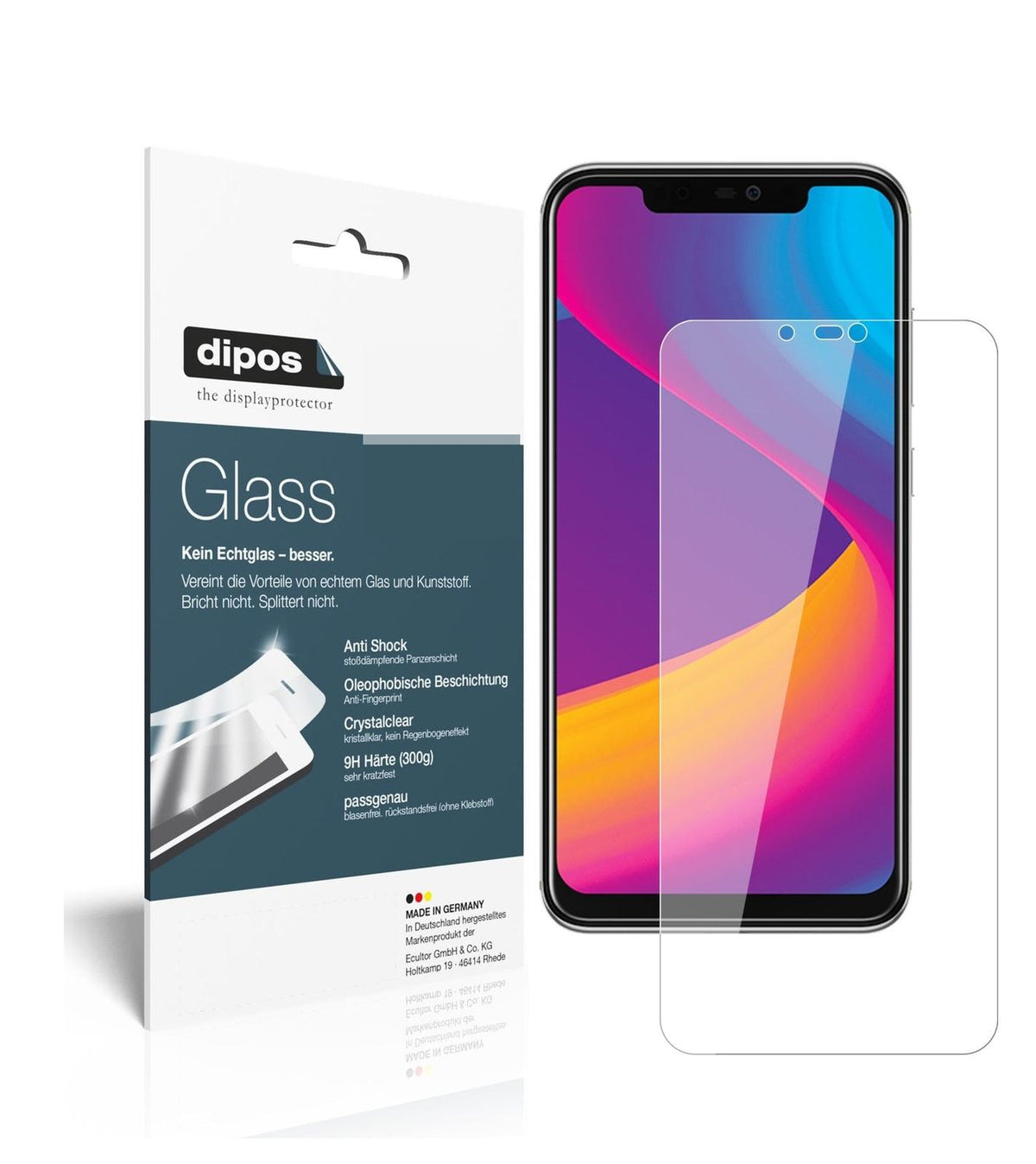 Klare Displayschutzfolie von dipos passend für Panasonic Eluga X1, 9H kratzfest und blasenfrei montiert