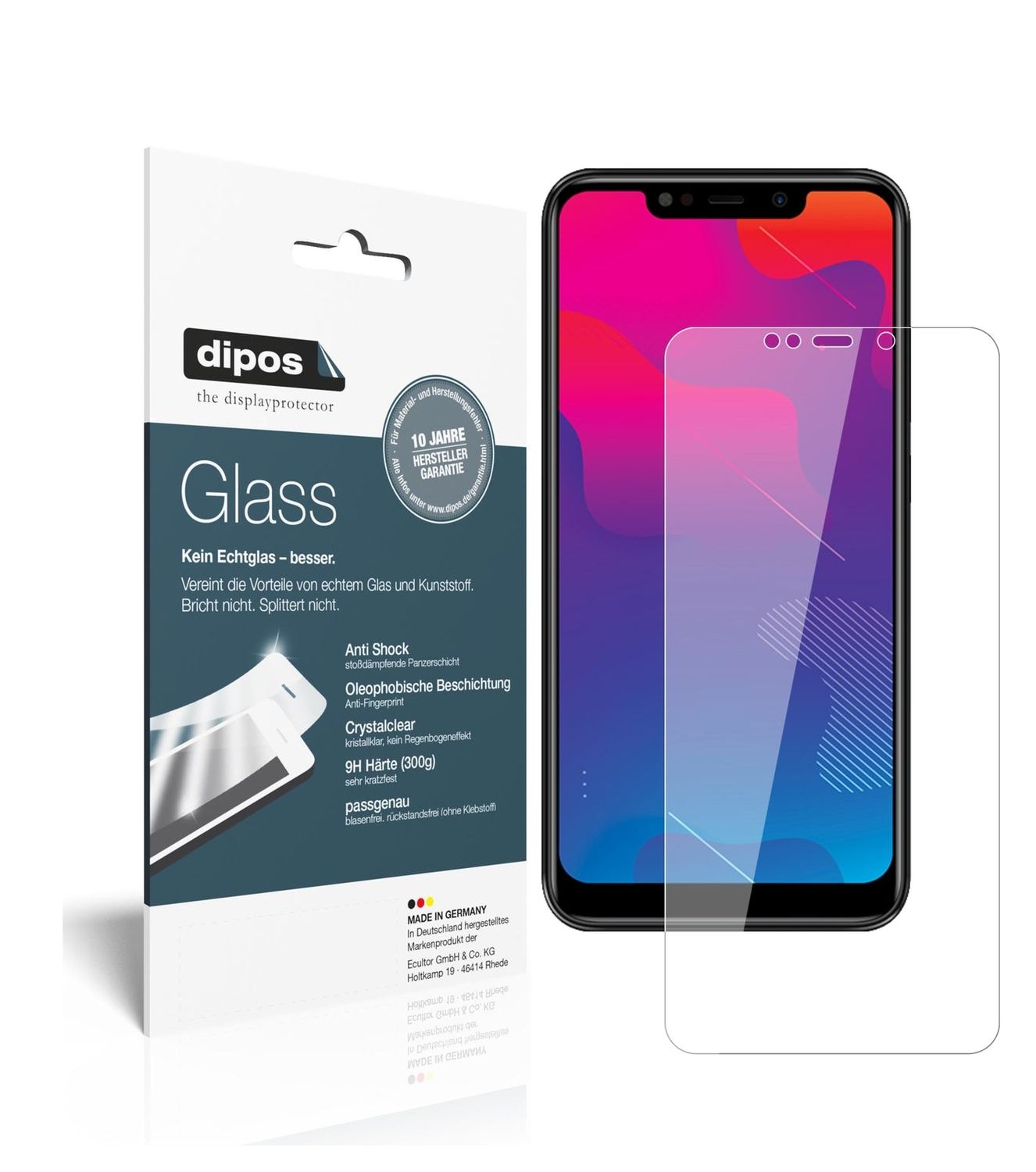 Klare Displayschutzfolie von dipos passend für Panasonic Eluga Z1, 9H kratzfest und blasenfrei montiert