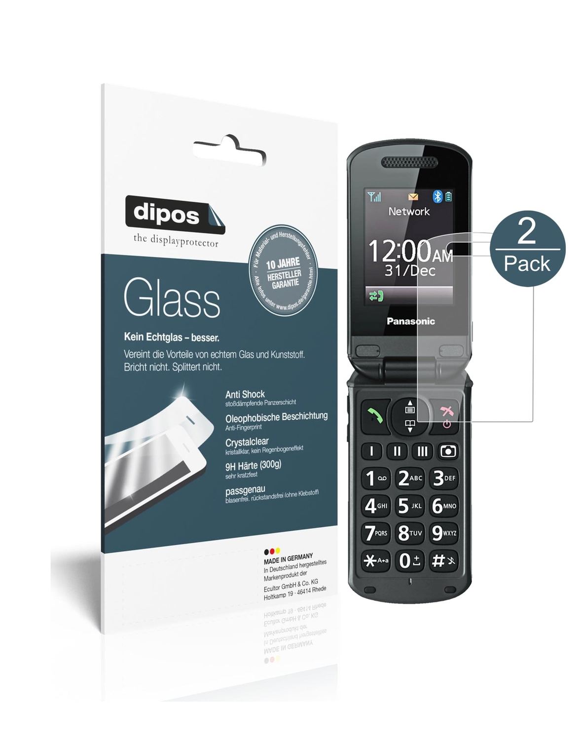 Klare Displayschutzfolie von dipos passend für Panasonic KX-TU329, 9H kratzfest und blasenfrei montiert