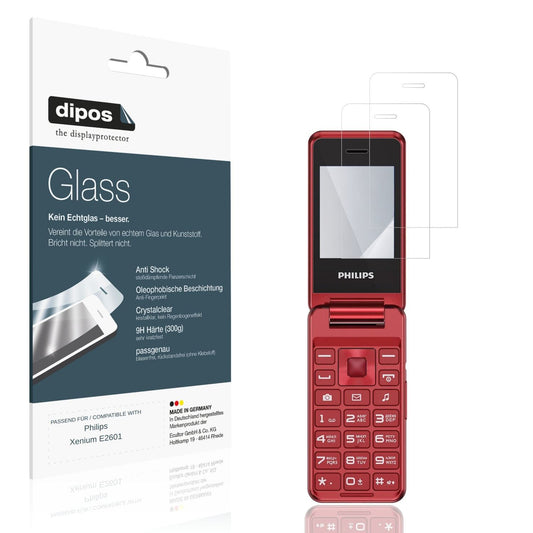 Klare Displayschutzfolie von dipos passend für Philips Xenium E2601, 9H kratzfest und blasenfrei montiert