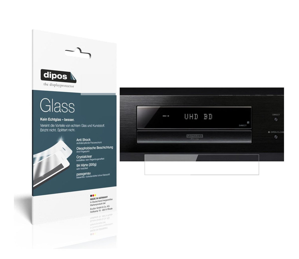 Klare Displayschutzfolie von dipos passend für Pioneer UDP-LX500, 9H kratzfest und blasenfrei montiert