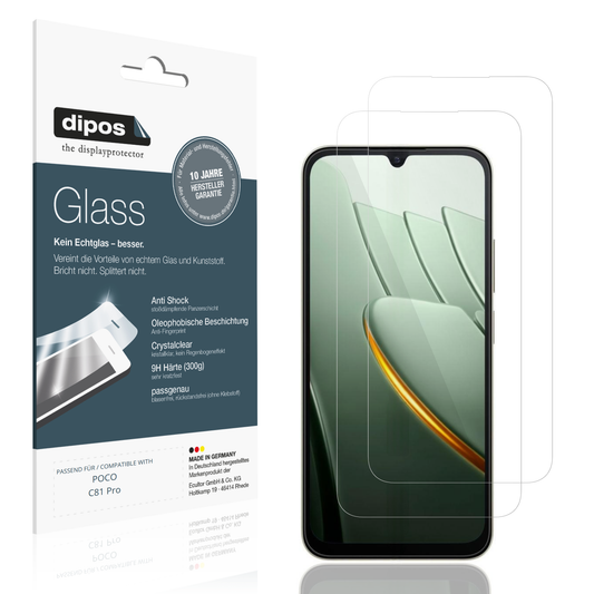 Klare Displayschutzfolie von dipos passend für POCO C81 Pro, 9H kratzfest und blasenfrei montiert