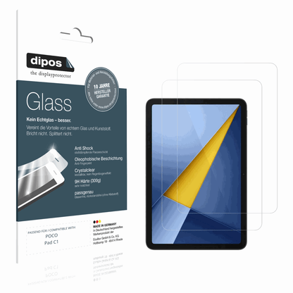 Klare Displayschutzfolie von dipos passend für POCO Pad C1, 9H kratzfest und blasenfrei montiert