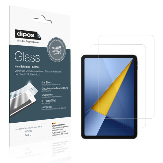 Klare Displayschutzfolie von dipos passend für POCO Pad C1, 9H kratzfest und blasenfrei montiert