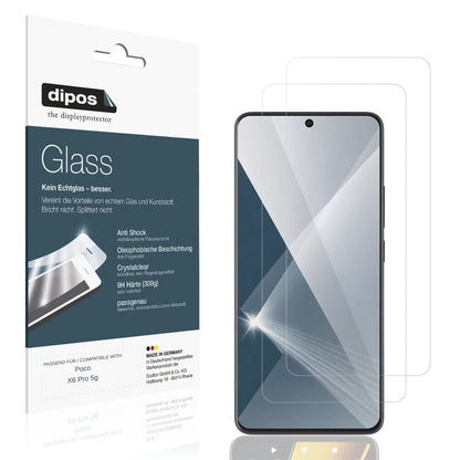 Klare Displayschutzfolie von dipos passend für Poco X6 Pro 5g, 9H kratzfest und blasenfrei montiert