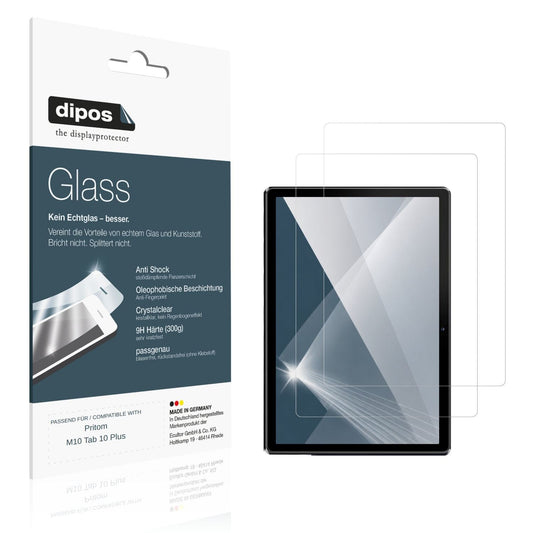 Klare Displayschutzfolie von dipos passend für Pritom M10 Tab 10 Plus, 9H kratzfest und blasenfrei montiert
