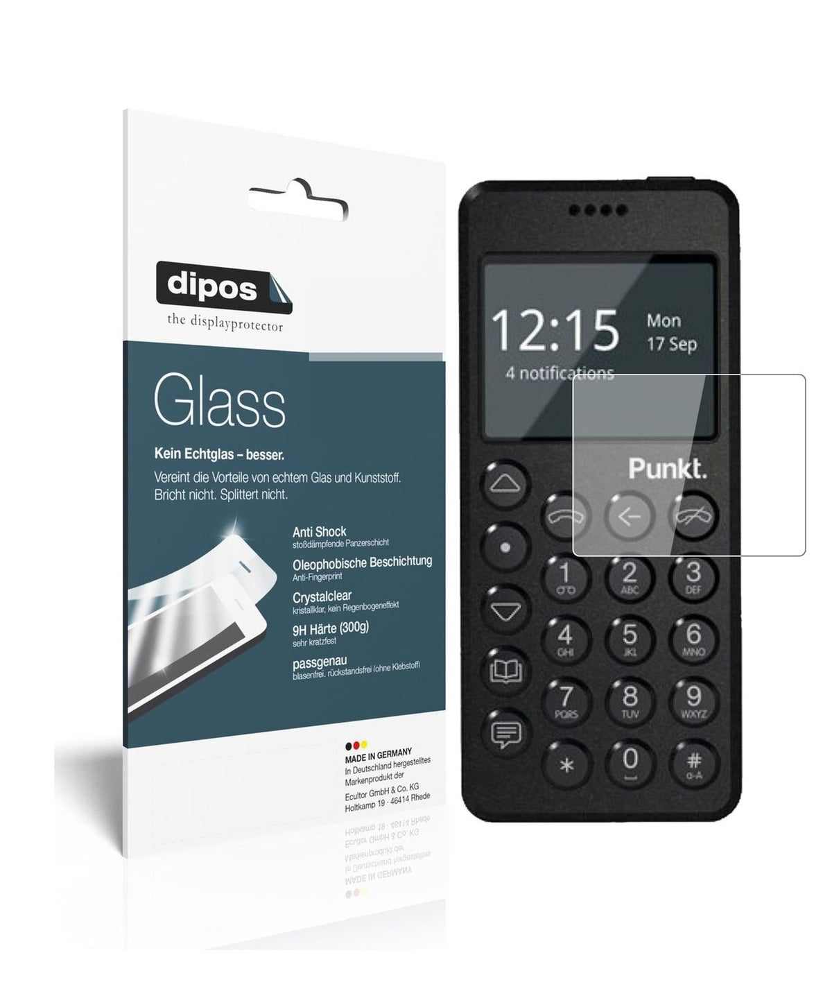 Klare Displayschutzfolie von dipos passend für Punkt MP02, 9H kratzfest und blasenfrei montiert