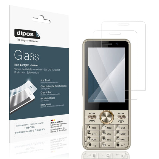 Klare Displayschutzfolie von dipos passend für PUSOKEI Senioren-Handy 3.5 Zoll 4G, 9H kratzfest und blasenfrei montiert