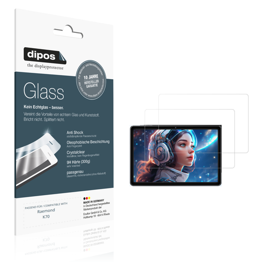 Klare Displayschutzfolie von dipos passend für Raemond K70, 9H kratzfest und blasenfrei montiert