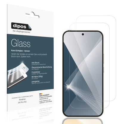 Klare Displayschutzfolie von dipos passend für Realme 16 Pro 5G, 9H kratzfest und blasenfrei montiert