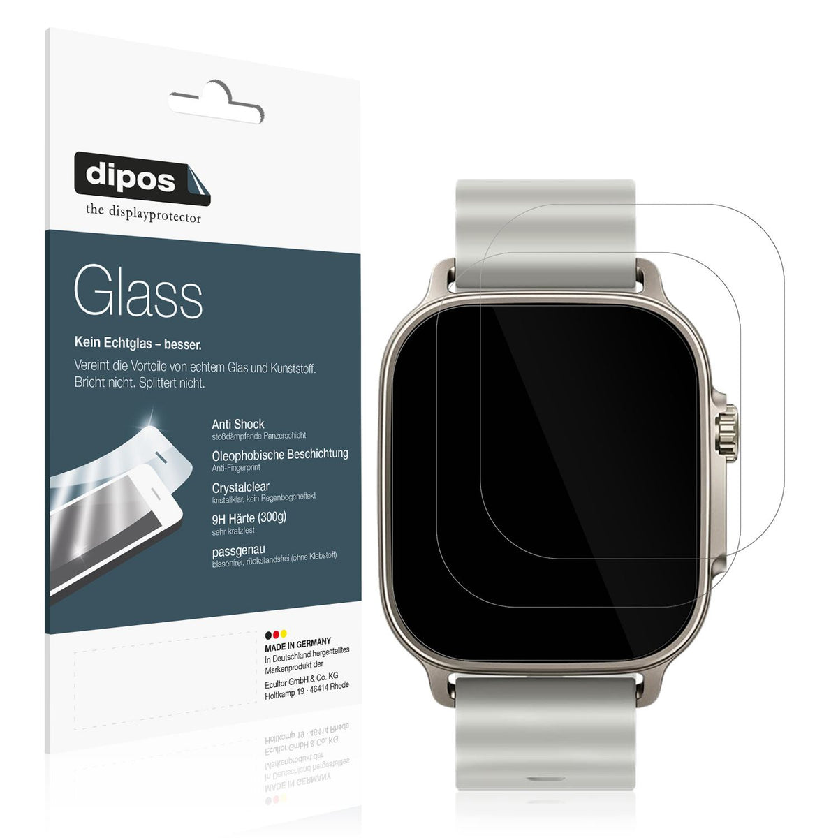Klare Displayschutzfolie von dipos passend für Realme Watch 5, 9H kratzfest und blasenfrei montiert