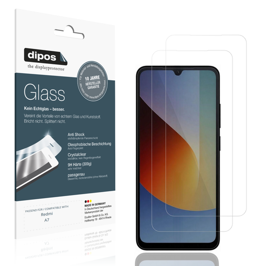 Klare Displayschutzfolie von dipos passend für Redmi A7, 9H kratzfest und blasenfrei montiert