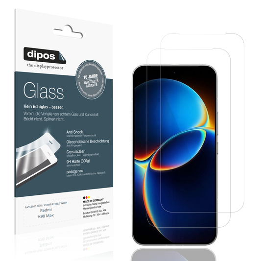 Klare Displayschutzfolie von dipos passend für Redmi K90 Max, 9H kratzfest und blasenfrei montiert