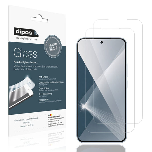 Klare Displayschutzfolie von dipos passend für Redmi Note 17 Pro, 9H kratzfest und blasenfrei montiert