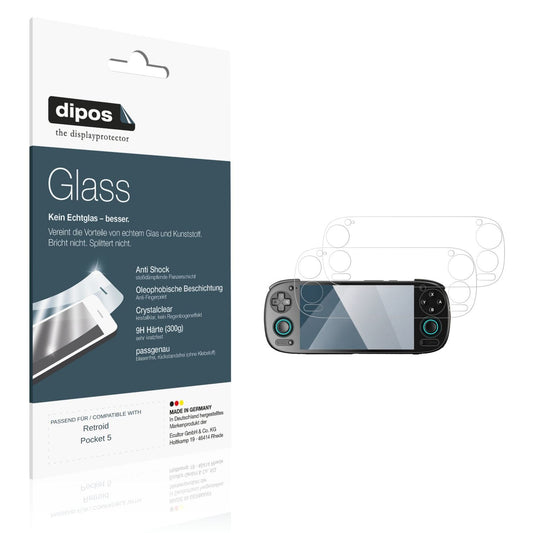 Klare Displayschutzfolie von dipos passend für Retroid Pocket 5, 9H kratzfest und blasenfrei montiert