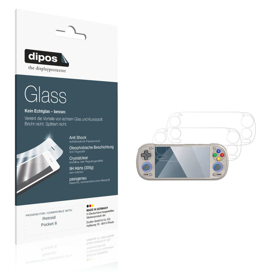 Klare Displayschutzfolie von dipos passend für Retroid Pocket 6, 9H kratzfest und blasenfrei montiert