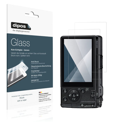 Klare Displayschutzfolie von dipos passend für Ricoh GR IV HDF, 9H kratzfest und blasenfrei montiert