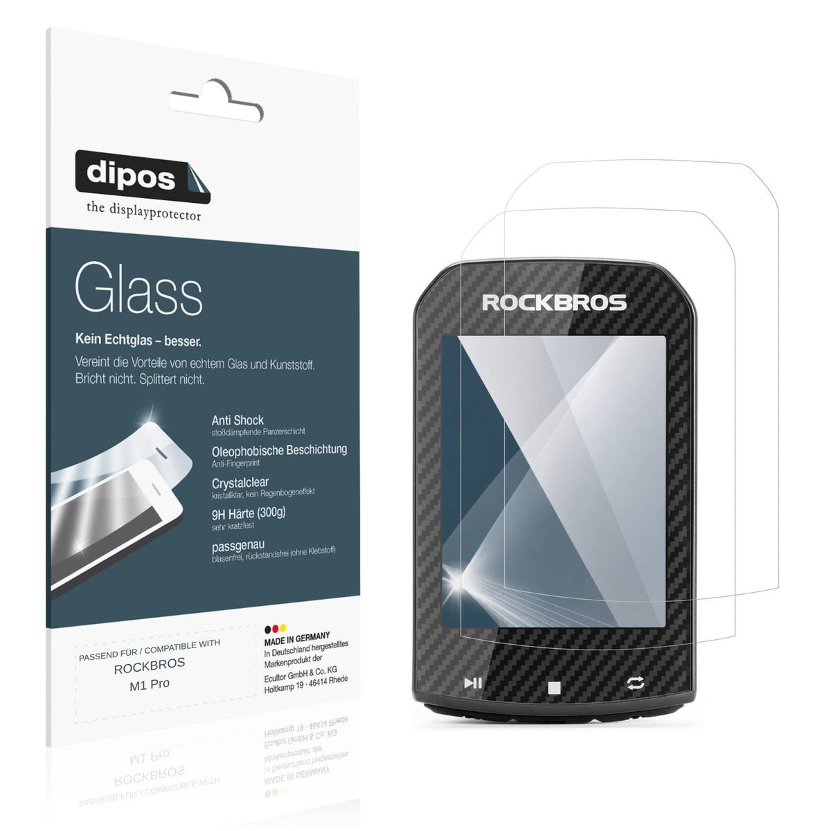 Klare Displayschutzfolie von dipos passend für ROCKBROS M1 Pro, 9H kratzfest und blasenfrei montiert