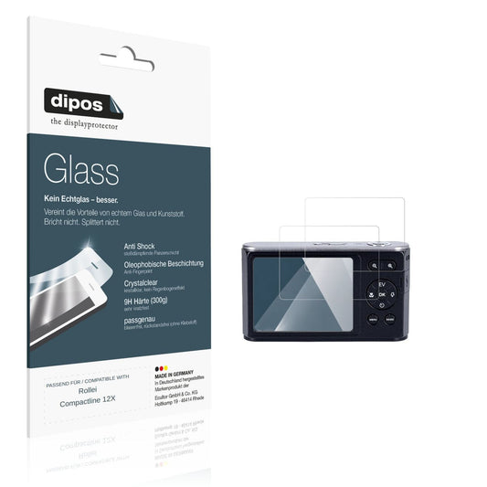 Klare Displayschutzfolie von dipos passend für Rollei Compactline 12X, 9H kratzfest und blasenfrei montiert