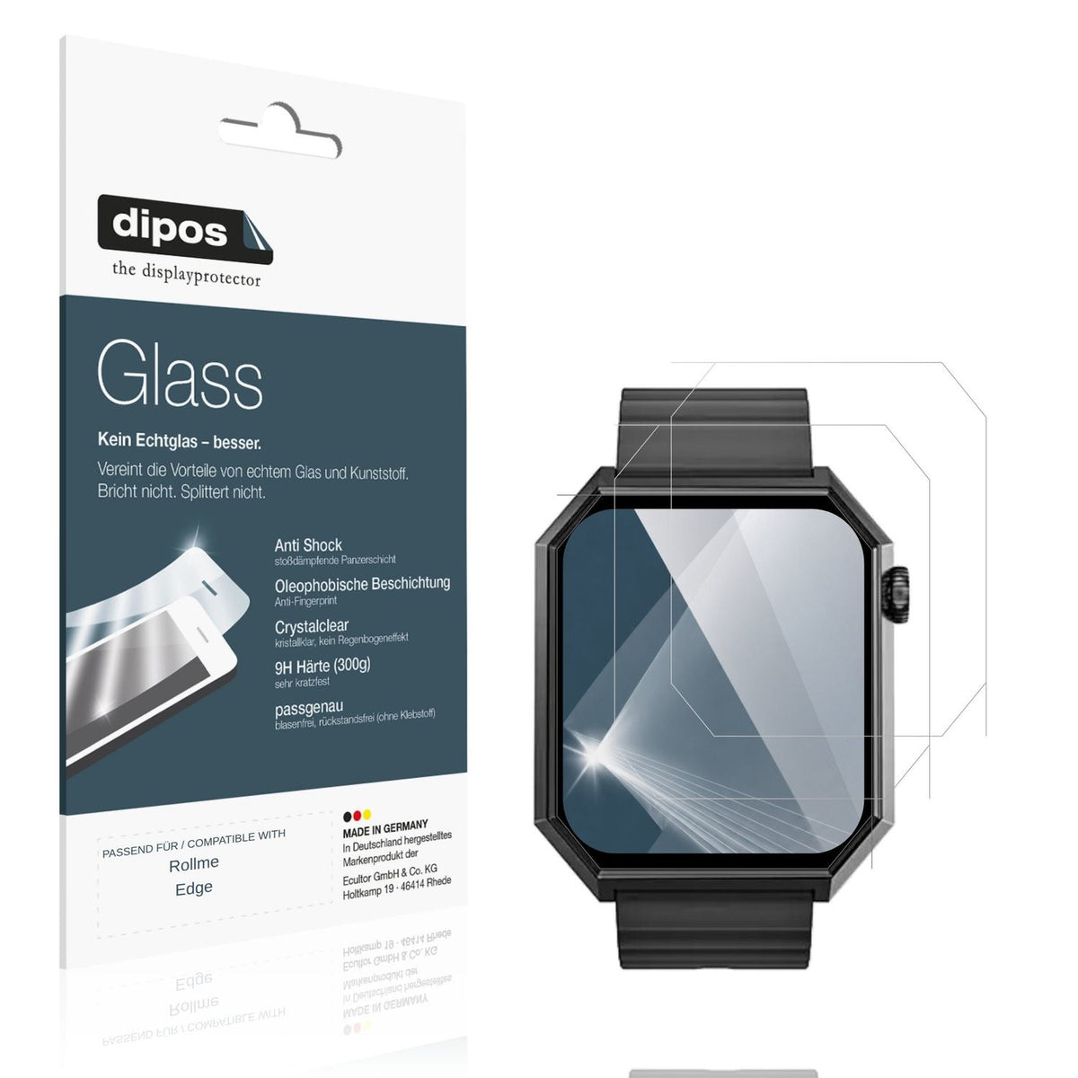 Klare Displayschutzfolie von dipos passend für Rollme Edge, 9H kratzfest und blasenfrei montiert