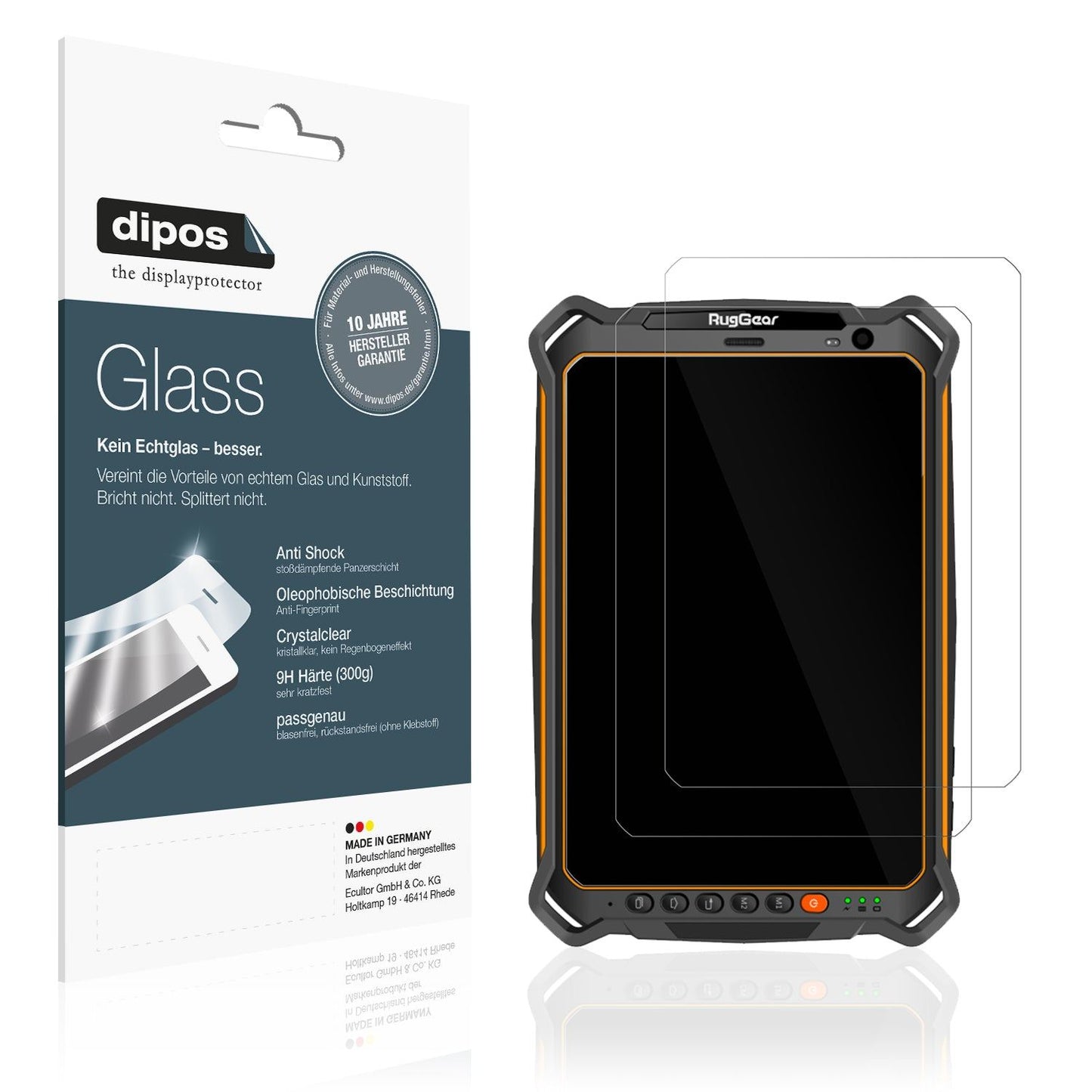 Klare Displayschutzfolie von dipos passend für RugGear RG930i, 9H kratzfest und blasenfrei montiert