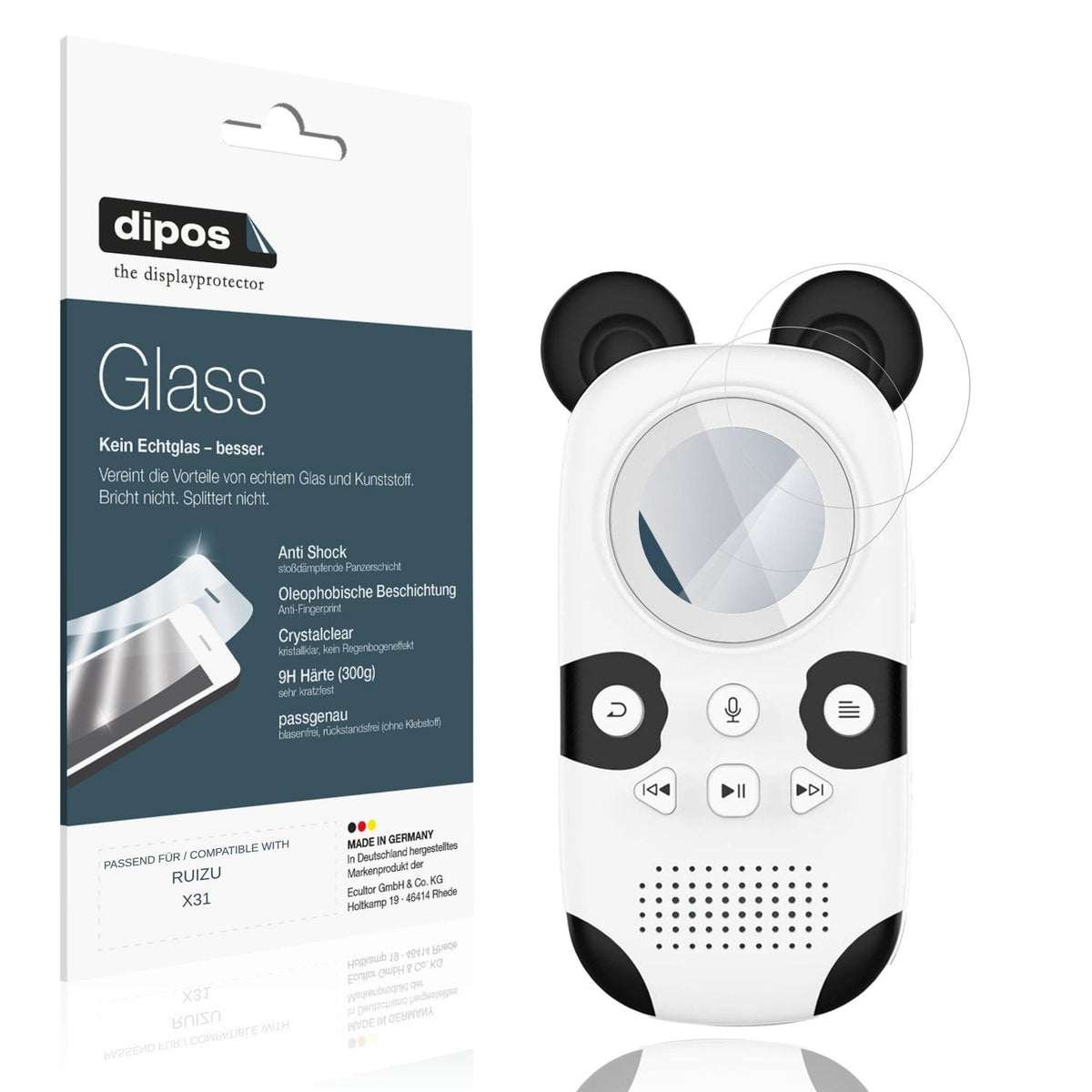 Klare Displayschutzfolie von dipos passend für RUIZU X31, 9H kratzfest und blasenfrei montiert