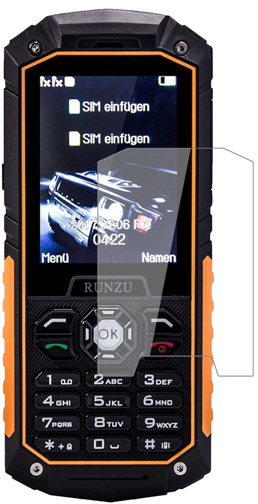 Klare Displayschutzfolie von dipos passend für Runzu M8, 9H kratzfest und blasenfrei montiert