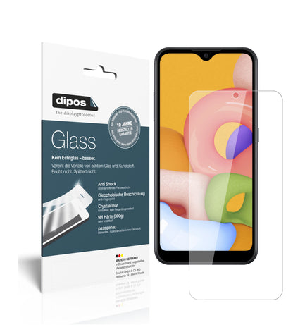 Klare Displayschutzfolie von dipos passend für Samsung Galaxy A01, 9H kratzfest und blasenfrei montiert
