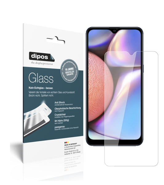 Klare Displayschutzfolie von dipos passend für Samsung Galaxy A10s, 9H kratzfest und blasenfrei montiert