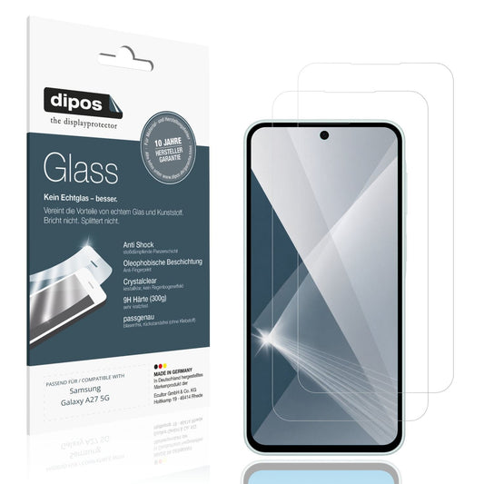 Klare Displayschutzfolie von dipos passend für Samsung Galaxy A27 5G, 9H kratzfest und blasenfrei montiert