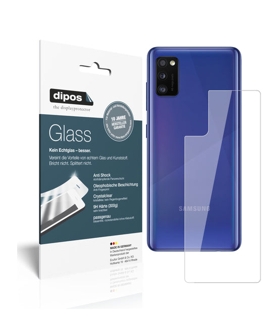 Klare Displayschutzfolie von dipos passend für Samsung Galaxy A41 Rückseite, 9H kratzfest und blasenfrei montiert
