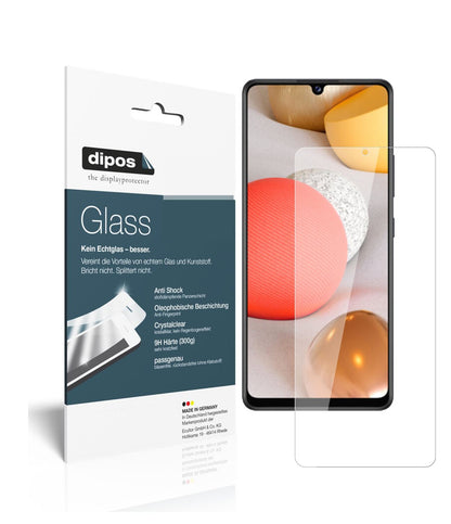 Klare Displayschutzfolie von dipos passend für Samsung Galaxy A42, 9H kratzfest und blasenfrei montiert