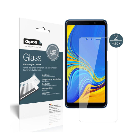 Klare Displayschutzfolie von dipos passend für Samsung Galaxy A7 (2018), 9H kratzfest und blasenfrei montiert