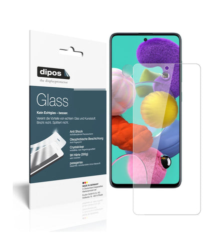 Klare Displayschutzfolie von dipos passend für Samsung Galaxy A51 5G, 9H kratzfest und blasenfrei montiert