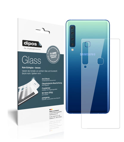 Klare Displayschutzfolie von dipos passend für Samsung Galaxy A9 (2018) Rückseite, 9H kratzfest und blasenfrei montiert