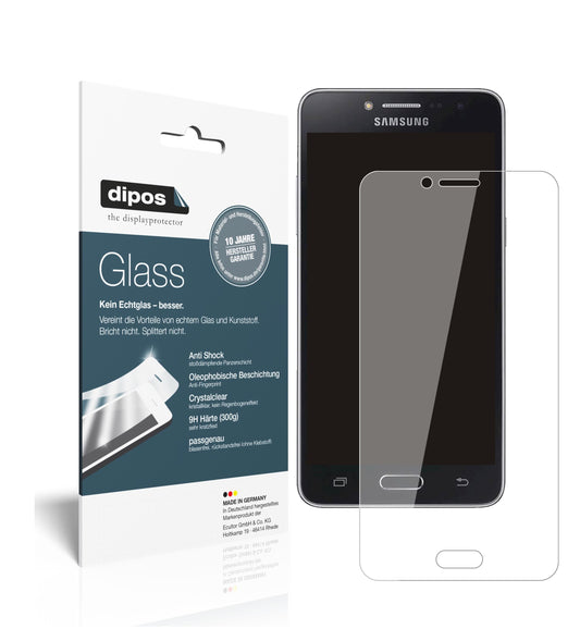 Klare Displayschutzfolie von dipos passend für Samsung Galaxy J2 Prime, 9H kratzfest und blasenfrei montiert