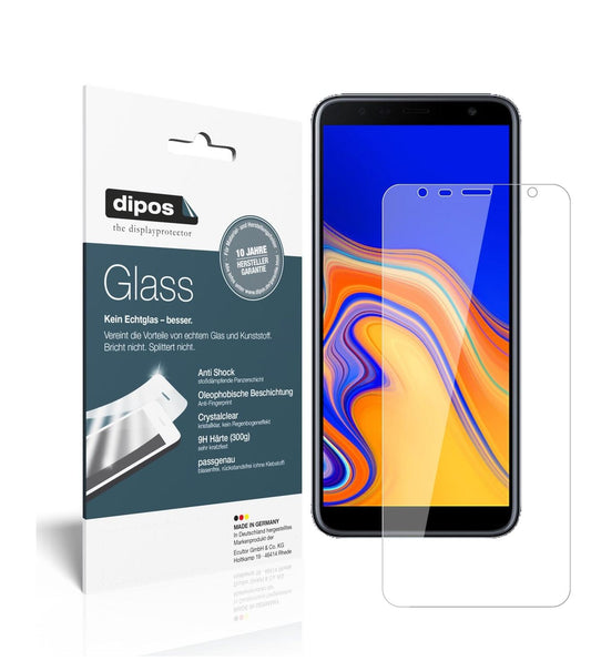 Klare Displayschutzfolie von dipos passend für Samsung Galaxy J4 Plus (2018), 9H kratzfest und blasenfrei montiert