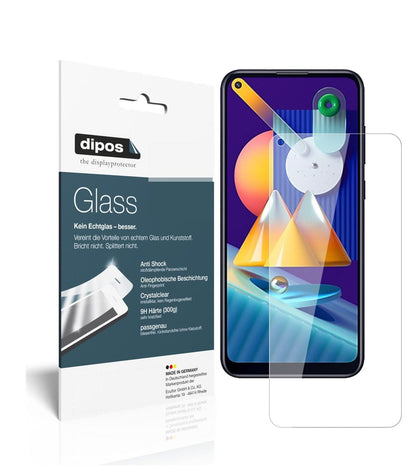 Klare Displayschutzfolie von dipos passend für Samsung Galaxy M11, 9H kratzfest und blasenfrei montiert