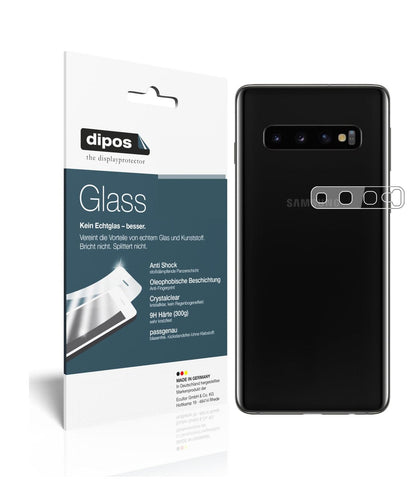 Klare Displayschutzfolie von dipos passend für Samsung Galaxy S10 Plus Kameralinse, 9H kratzfest und blasenfrei montiert