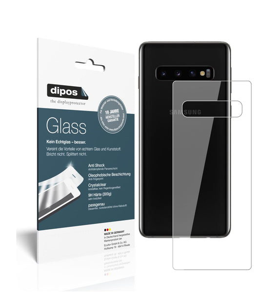 Klare Displayschutzfolie von dipos passend für Samsung Galaxy S10 Rückseite, 9H kratzfest und blasenfrei montiert