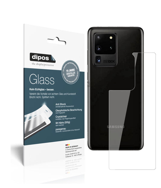 Klare Displayschutzfolie von dipos passend für Samsung Galaxy S20 Ultra 5G Rückseite, 9H kratzfest und blasenfrei montiert